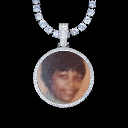 925S & VVS Moissanite 3D Circle Custom Picture Pendant