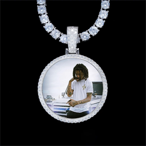 925S & VVS Moissanite 3D Circle Custom Picture Pendant