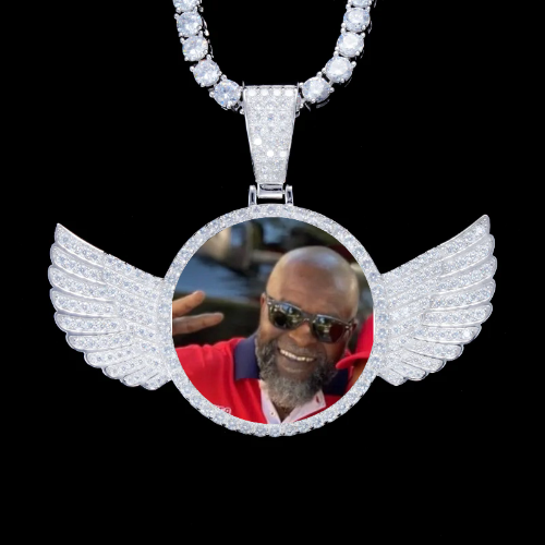 925S & VVS Moissanite 3D Wing Custom Picture Pendant