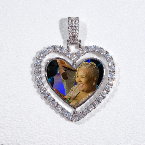 3D Spinning 2-Faced Heart Custom Picture Pendant