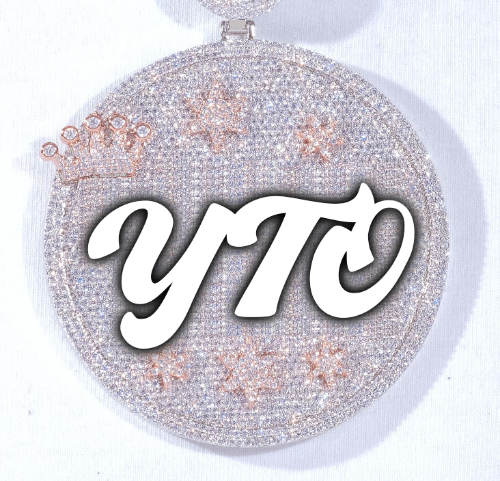 CUSTOM LETTER NECKLACE 3D BIG CROWN DISC