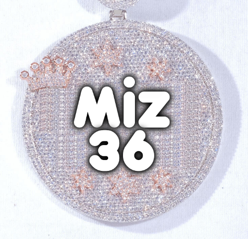 CUSTOM LETTER NECKLACE 3D BIG CROWN DISC