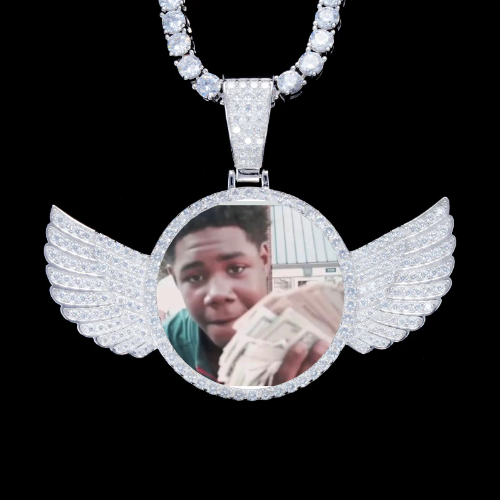 925S & VVS Moissanite 3D Wing Custom Picture Pendant