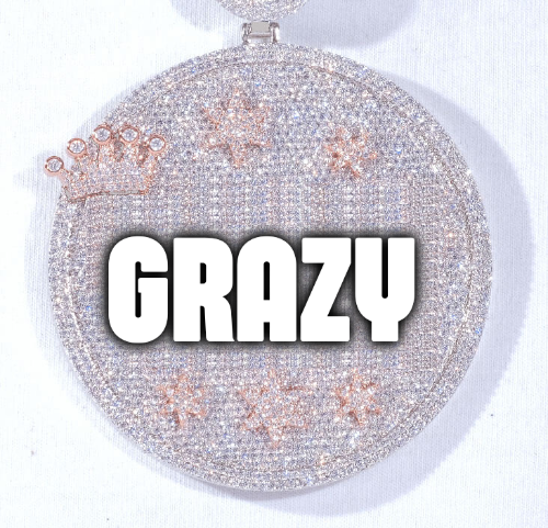 CUSTOM LETTER NECKLACE 3D BIG CROWN DISC