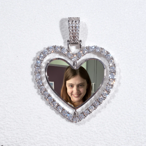 3D Spinning 2-Faced Heart Custom Picture Pendant