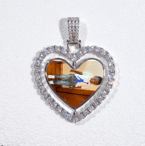 3D Spinning 2-Faced Heart Custom Picture Pendant