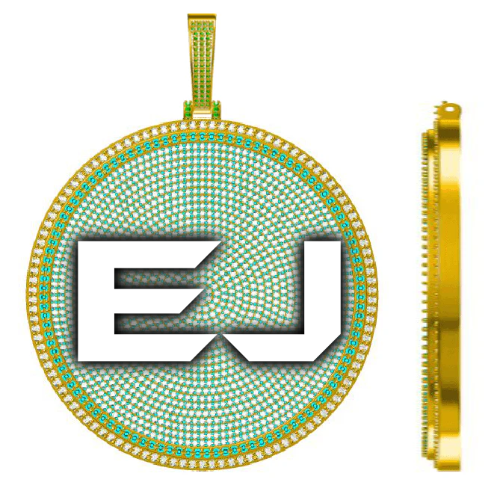 CUSTOM LETTER NECKLACE 3D BIG DISC
