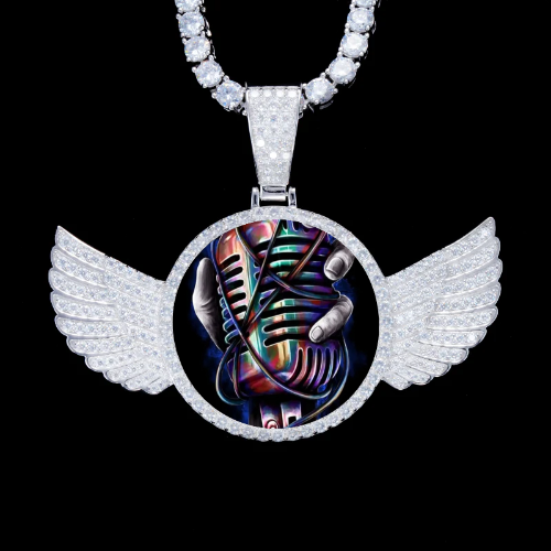 925S & VVS Moissanite 3D Wing Custom Picture Pendant