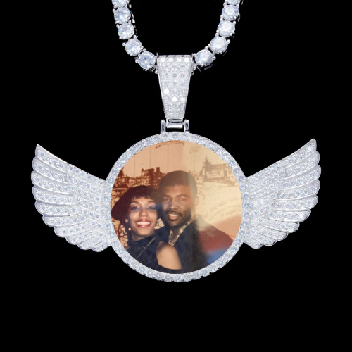 925S & VVS Moissanite 3D Wing Custom Picture Pendant