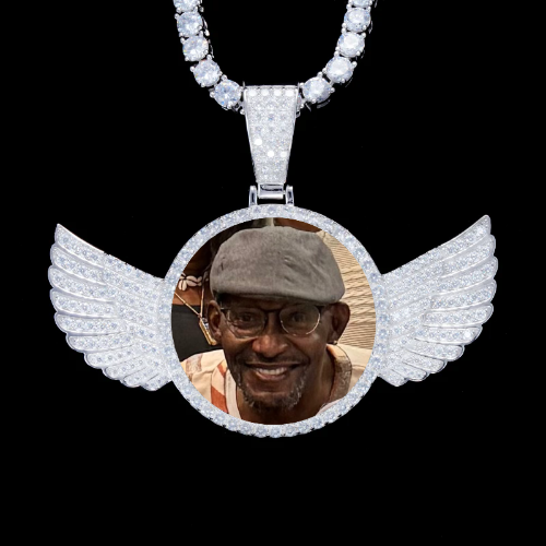 925S & VVS Moissanite 3D Wing Custom Picture Pendant