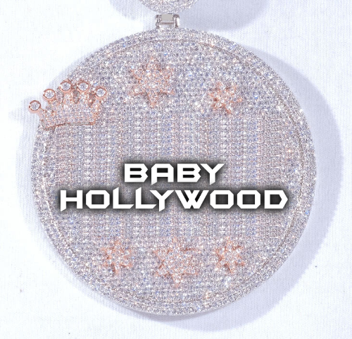 CUSTOM LETTER NECKLACE 3D BIG CROWN DISC