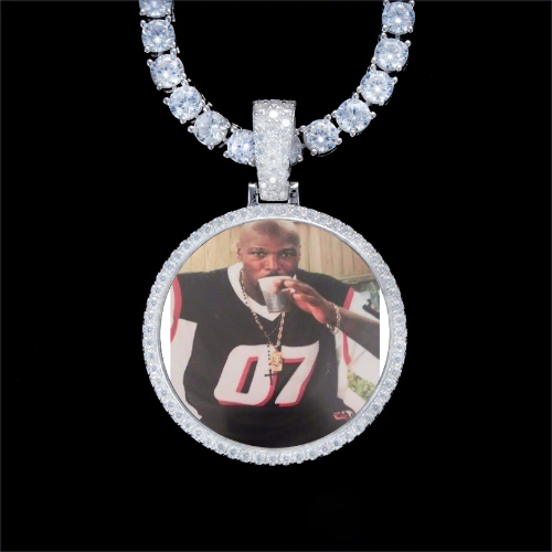925S & VVS Moissanite 3D Circle Custom Picture Pendant