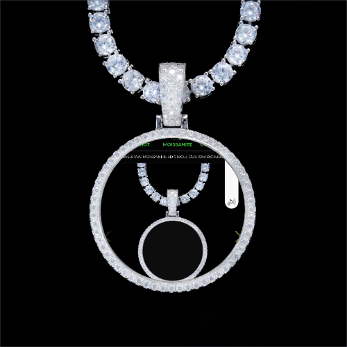 925S & VVS Moissanite 3D Circle Custom Picture Pendant