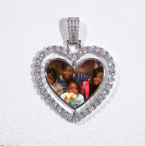 3D Spinning 2-Faced Heart Custom Picture Pendant
