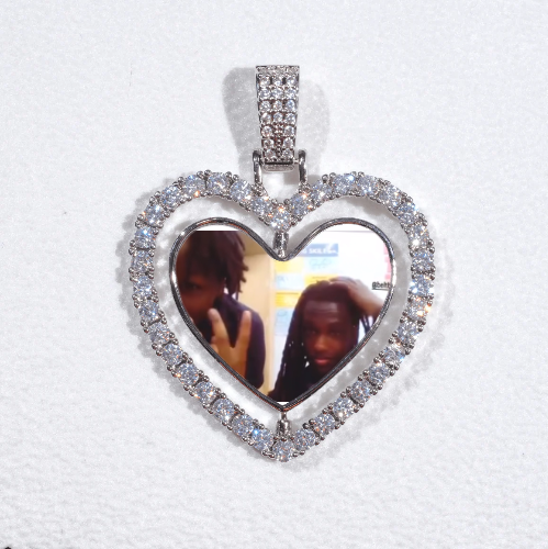 3D Spinning 2-Faced Heart Custom Picture Pendant