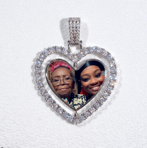 3D Spinning 2-Faced Heart Custom Picture Pendant
