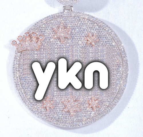 CUSTOM LETTER NECKLACE 3D BIG CROWN DISC