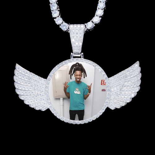 925S & VVS Moissanite 3D Wing Custom Picture Pendant