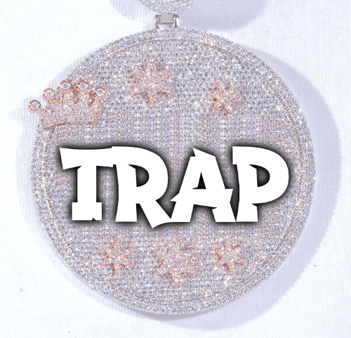 CUSTOM LETTER NECKLACE 3D BIG CROWN DISC
