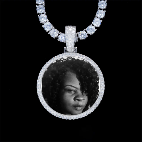 925S & VVS Moissanite 3D Circle Custom Picture Pendant