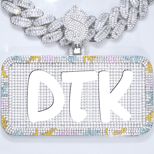 CUSTOM LETTER NECKLACE 3D COLORFUL SQUARE