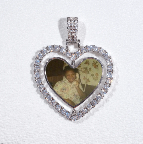 3D Spinning 2-Faced Heart Custom Picture Pendant