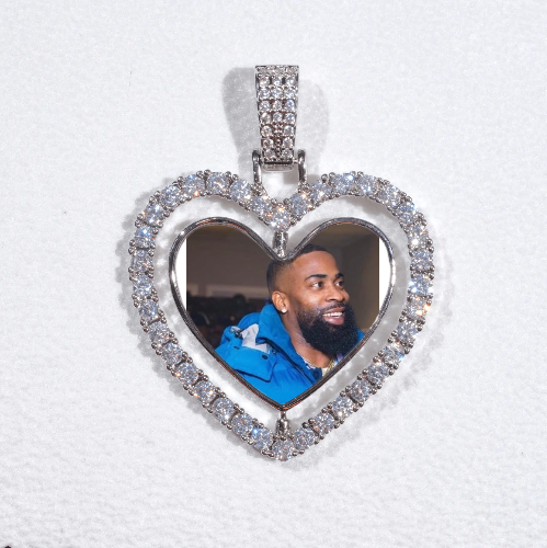 3D Spinning 2-Faced Heart Custom Picture Pendant