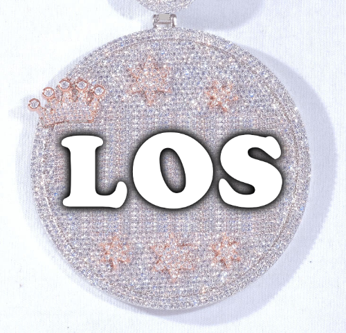 CUSTOM LETTER NECKLACE 3D BIG CROWN DISC