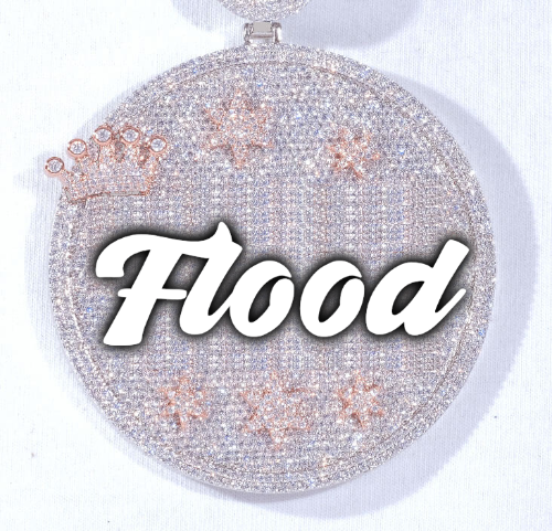 CUSTOM LETTER NECKLACE 3D BIG CROWN DISC