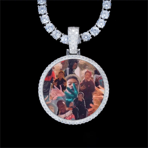 925S & VVS Moissanite 3D Circle Custom Picture Pendant