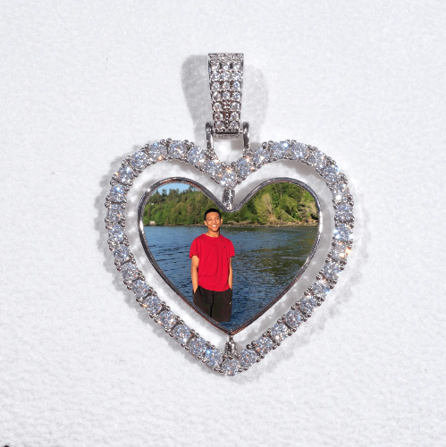 3D Spinning 2-Faced Heart Custom Picture Pendant