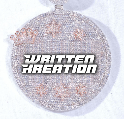 CUSTOM LETTER NECKLACE 3D BIG CROWN DISC