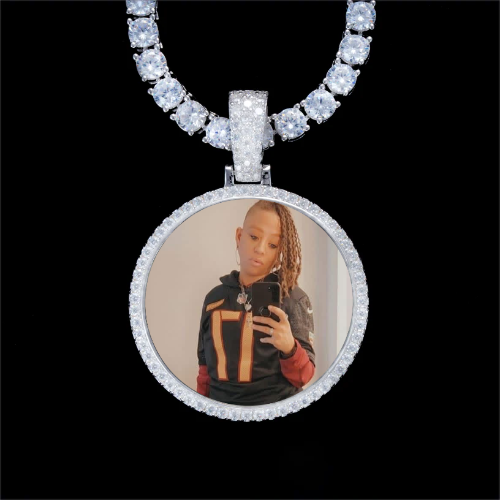 925S & VVS Moissanite 3D Circle Custom Picture Pendant