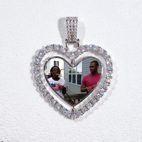 3D Spinning 2-Faced Heart Custom Picture Pendant