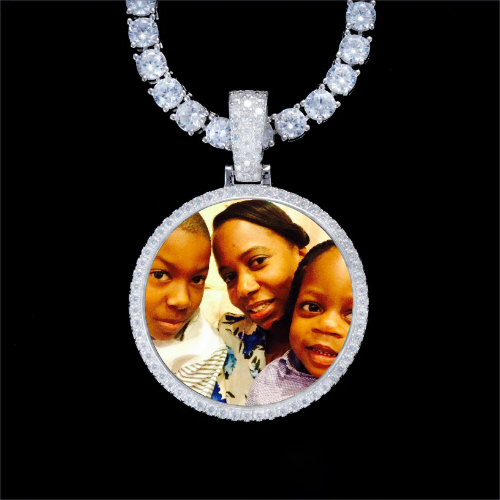 925S & VVS Moissanite 3D Circle Custom Picture Pendant