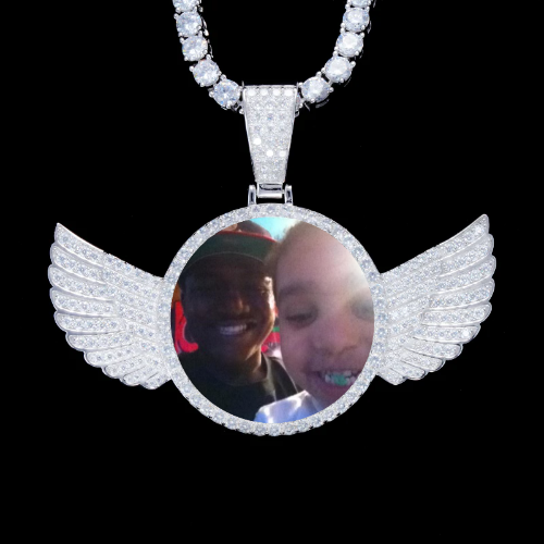 925S & VVS Moissanite 3D Wing Custom Picture Pendant