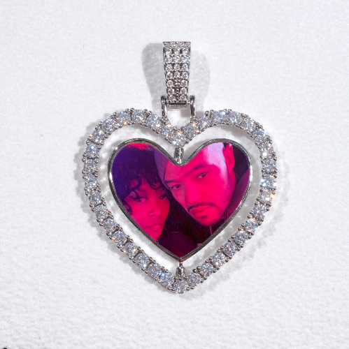 3D Spinning 2-Faced Heart Custom Picture Pendant