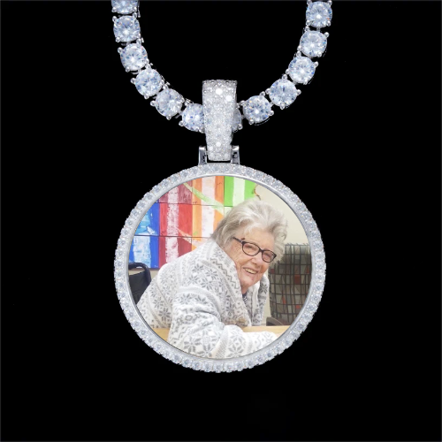 925S & VVS Moissanite 3D Circle Custom Picture Pendant