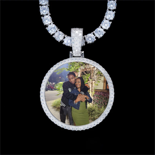 925S & VVS Moissanite 3D Circle Custom Picture Pendant