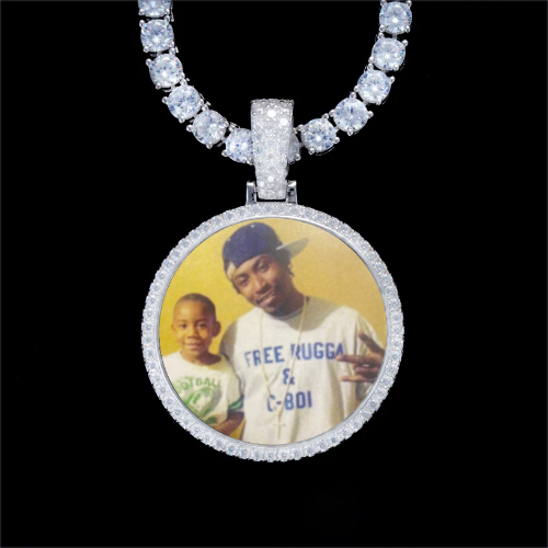 925S & VVS Moissanite 3D Circle Custom Picture Pendant