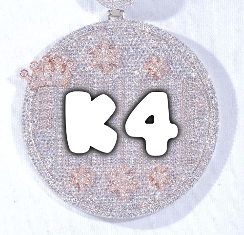 CUSTOM LETTER NECKLACE 3D BIG CROWN DISC