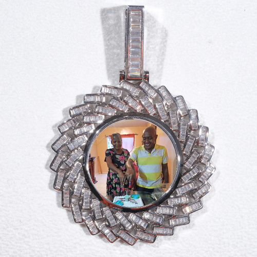 Large 3D Baguette Custom Picture Pendant