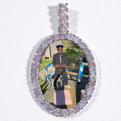 Large 3D Oval Custom Picture Pendant