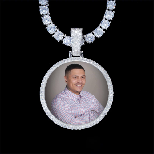 925S & VVS Moissanite 3D Circle Custom Picture Pendant
