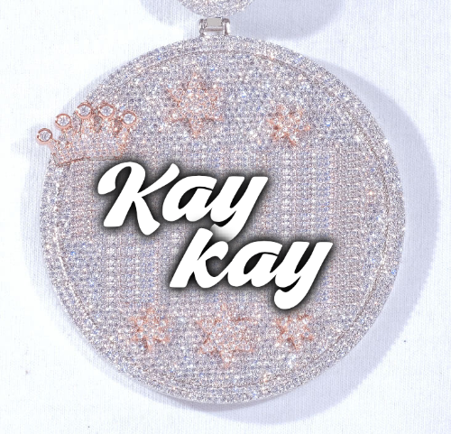 CUSTOM LETTER NECKLACE 3D BIG CROWN DISC