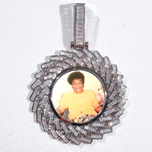 Large 3D Baguette Custom Picture Pendant