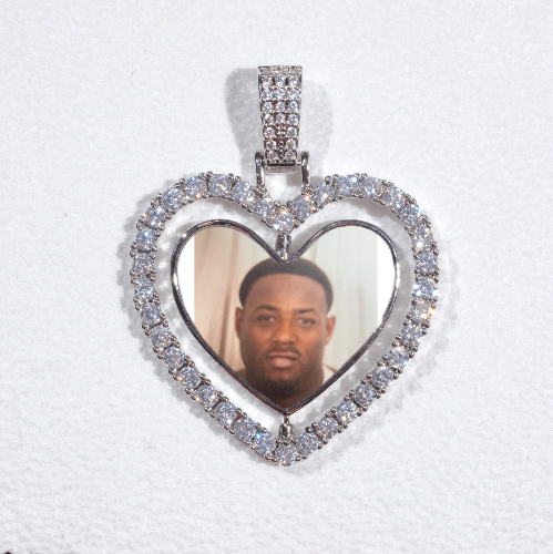 3D Spinning 2-Faced Heart Custom Picture Pendant