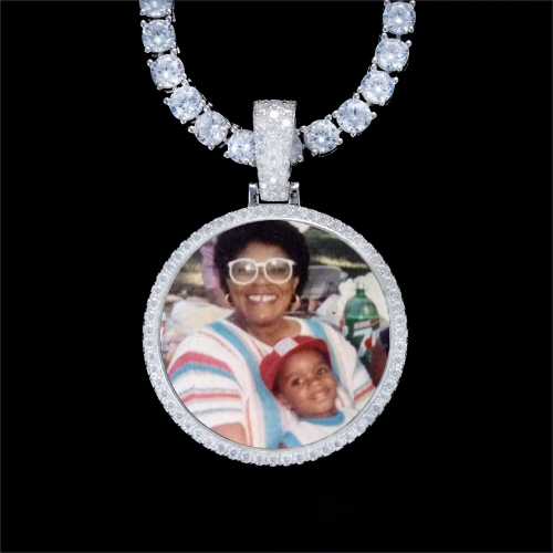 925S & VVS Moissanite 3D Circle Custom Picture Pendant