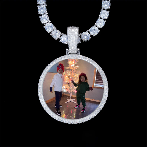 925S & VVS Moissanite 3D Circle Custom Picture Pendant