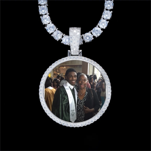 925S & VVS Moissanite 3D Circle Custom Picture Pendant